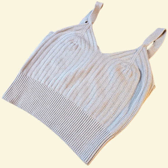 🌼4/$30 Streetwear Society Cropped Knit Tank Top Ivory Beige XL ✨ - Picture 8 of 9